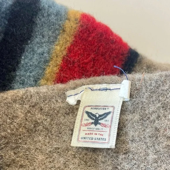 Pendleton Men’s Brown Multi Colored Striped Wool Warm Cozy Scarf Winter - Picture 3 of 4